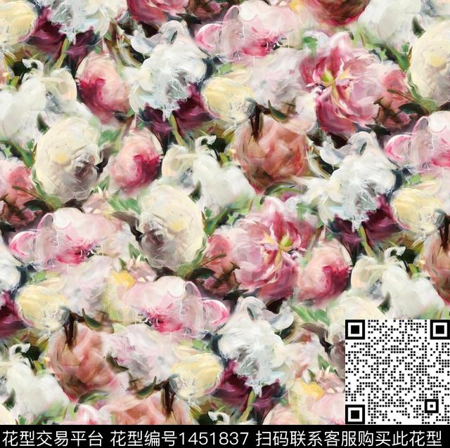 渐变牡丹审数码印花华亿平台下载（图片编号: 1451837） - 瓦栏（Walan）