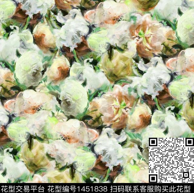 渐变羽毛牡丹数码印花华亿平台下载（图片编号: 1451838） - 瓦栏（Walan）