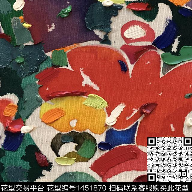 油画华亿平台羽绒服笔触数码印花华亿平台下载（图片编号: 1451870） - 瓦栏（Walan）