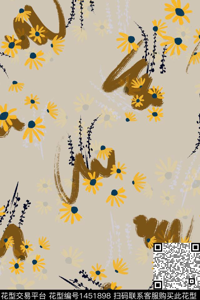 可爱花卉年轻女性数码印花华亿平台下载（图片编号: 1451898） - 瓦栏（Walan）