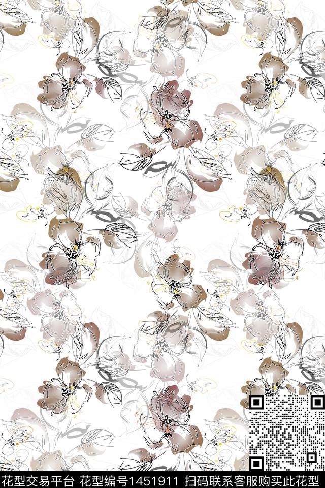 花卉大牌风年轻女性数码印花华亿平台下载（图片编号: 1451911） - 瓦栏（Walan）