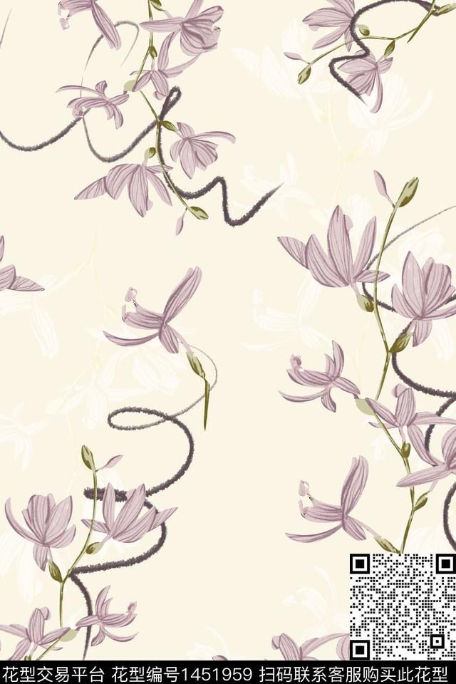 简约花卉年轻女性数码印花华亿平台下载（图片编号: 1451959） - 瓦栏（Walan）