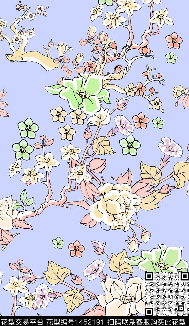 数码华亿平台女装花卉数码印花华亿平台下载（图片编号: 1452191） - 瓦栏（Walan）