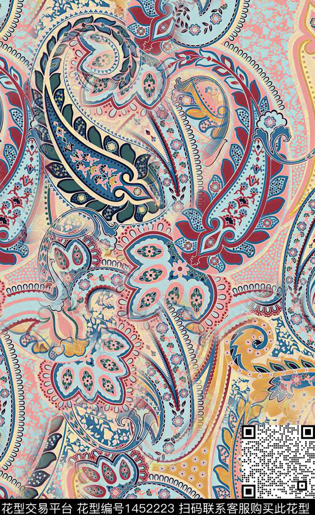几何花卉传统纹样民族风传统印花华亿平台下载（图片编号: 1452223） - 瓦栏（Walan）