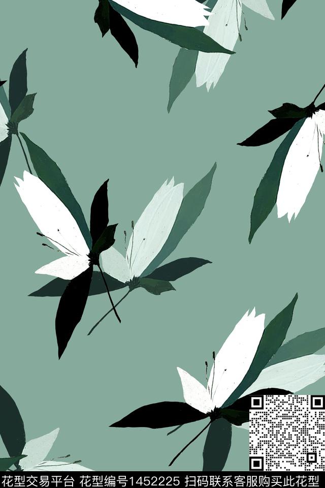 水彩绿植树叶肌理传统印花华亿平台下载（图片编号: 1452225） - 瓦栏（Walan）