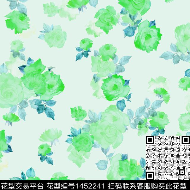 花卉小清新真丝数码印花华亿平台下载（图片编号: 1452241） - 瓦栏（Walan）