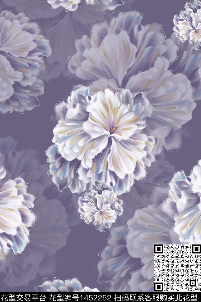 清爽底花卉花卉大牌风数码印花华亿平台下载（图片编号: 1452252） - 瓦栏（Walan）