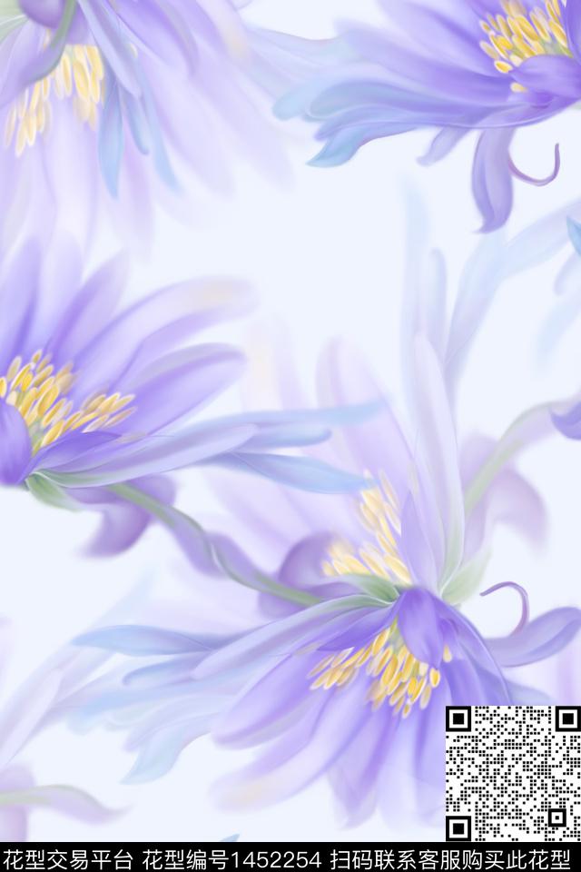 清爽底花卉花卉大牌风数码印花华亿平台下载（图片编号: 1452254） - 瓦栏（Walan）
