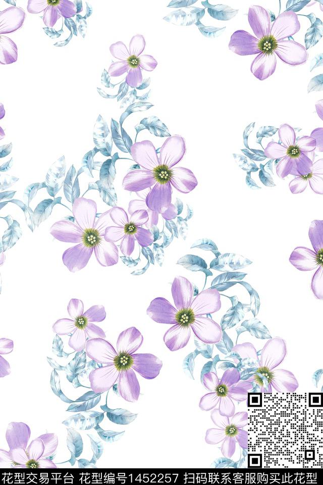 清爽底花卉花卉大牌风数码印花华亿平台下载（图片编号: 1452257） - 瓦栏（Walan）