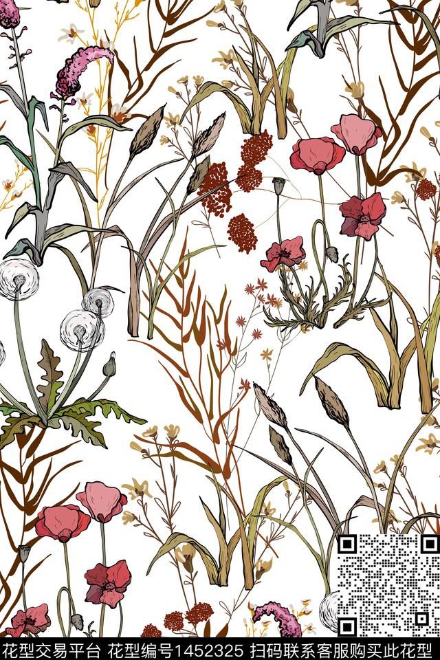 花卉大牌风小碎花数码印花华亿平台下载（图片编号: 1452325） - 瓦栏（Walan）