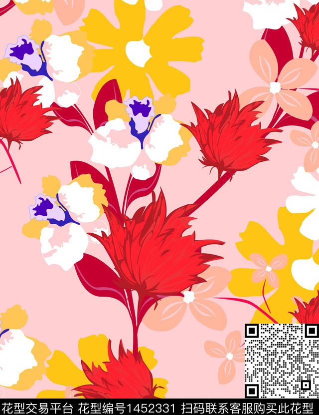 数码华亿平台女装花卉数码印花华亿平台下载（图片编号: 1452331） - 瓦栏（Walan）