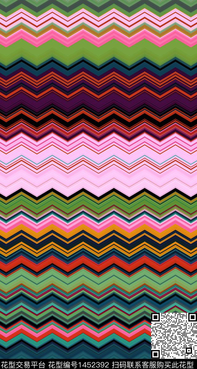 渐变几何波浪纹数码印花华亿平台下载（图片编号: 1452392） - 瓦栏（Walan）
