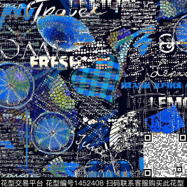 格子趋势华亿平台字母数码印花华亿平台下载（图片编号: 1452408） - 瓦栏（Walan）