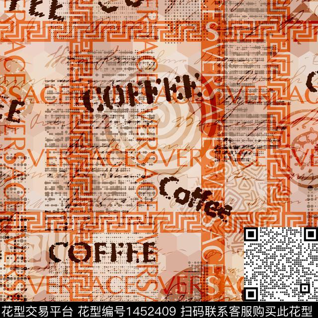 格子趋势华亿平台字母数码印花华亿平台下载（图片编号: 1452409） - 瓦栏（Walan）