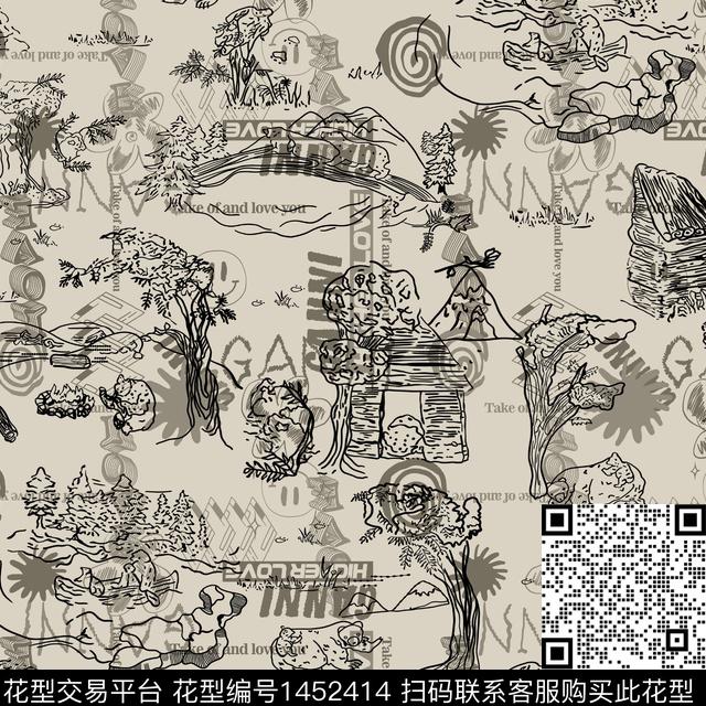 格子趋势华亿平台字母数码印花华亿平台下载（图片编号: 1452414） - 瓦栏（Walan）