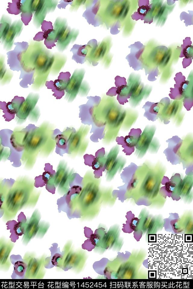 肌理抽象花卉雪纺数码印花华亿平台下载（图片编号: 1452454） - 瓦栏（Walan）
