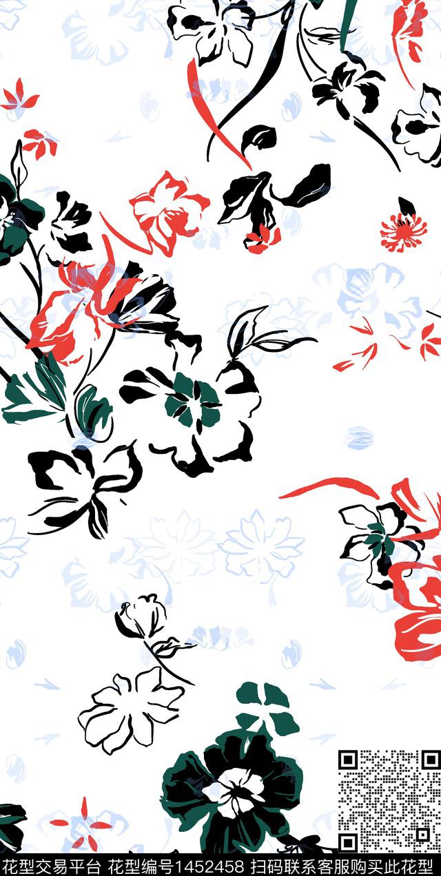 几何花卉绿植树叶大牌风传统印花华亿平台下载（图片编号: 1452458） - 瓦栏（Walan）