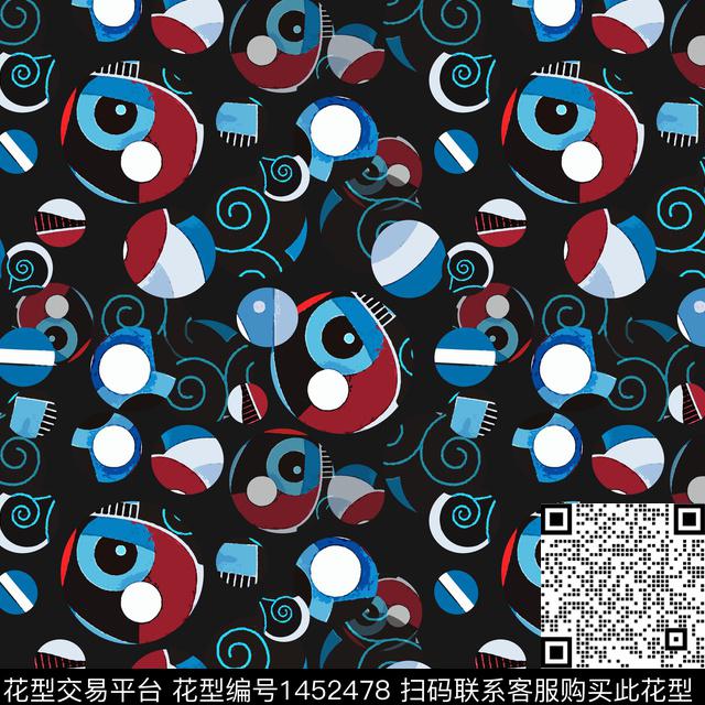 几何圆形大牌风传统印花华亿平台下载（图片编号: 1452478） - 瓦栏（Walan）