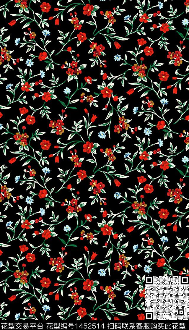 花卉年轻女性小碎花数码印花华亿平台下载（图片编号: 1452514） - 瓦栏（Walan）