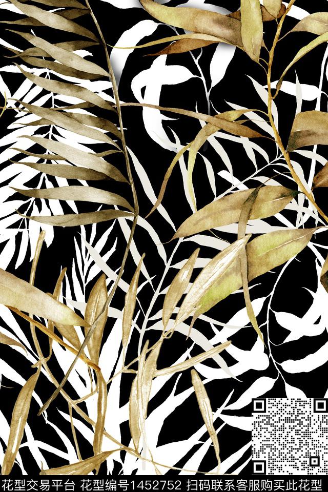 绿植树叶女装花卉数码印花华亿平台下载（图片编号: 1452752） - 瓦栏（Walan）