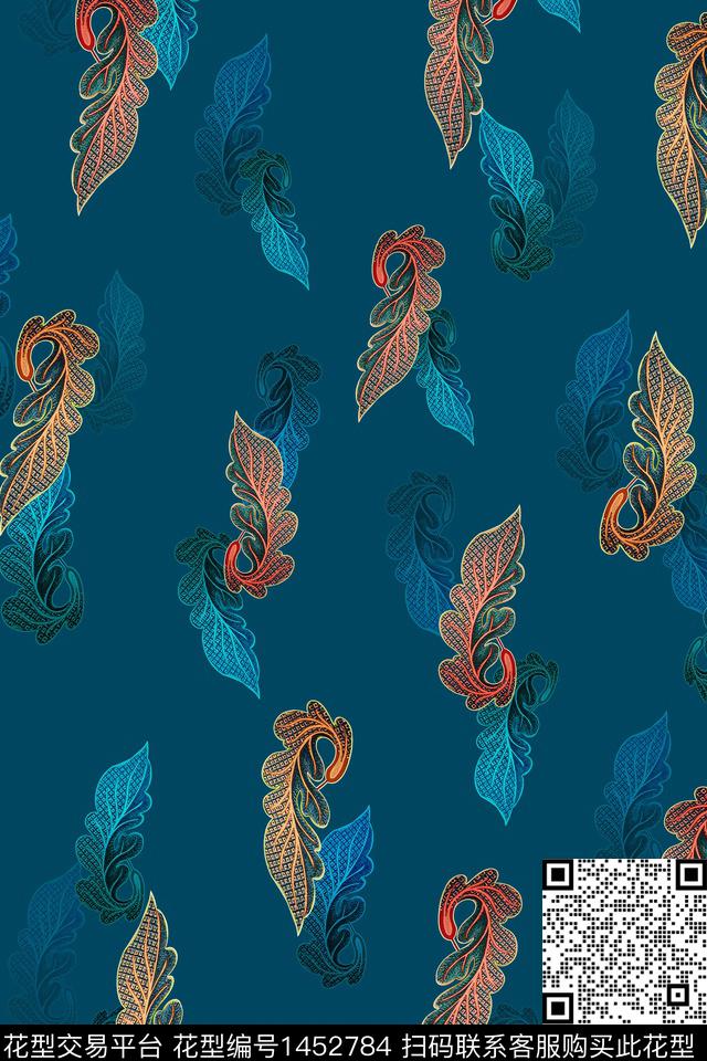 肌理渐变蓝色数码印花华亿平台下载（图片编号: 1452784） - 瓦栏（Walan）