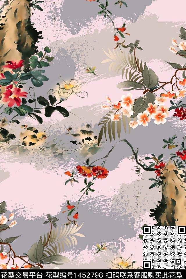 数码华亿平台花卉满版散花数码印花华亿平台下载（图片编号: 1452798） - 瓦栏（Walan）