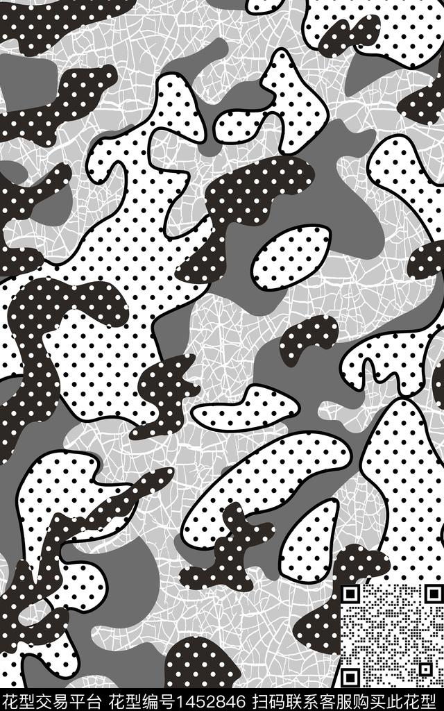 迷彩满版散花波点传统印花华亿平台下载（图片编号: 1452846） - 瓦栏（Walan）