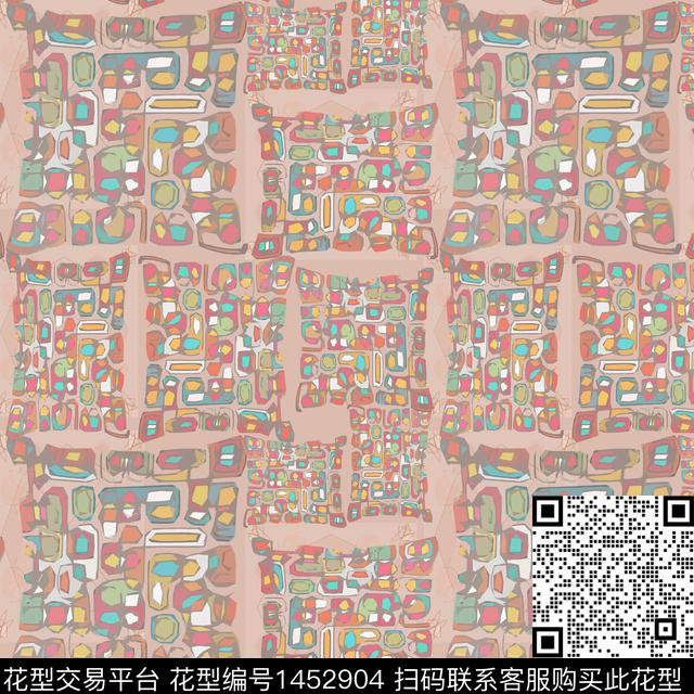 格子几何大牌风数码印花华亿平台下载（图片编号: 1452904） - 瓦栏（Walan）