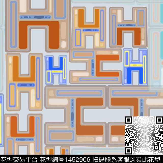 格子字母几何传统印花华亿平台下载（图片编号: 1452906） - 瓦栏（Walan）