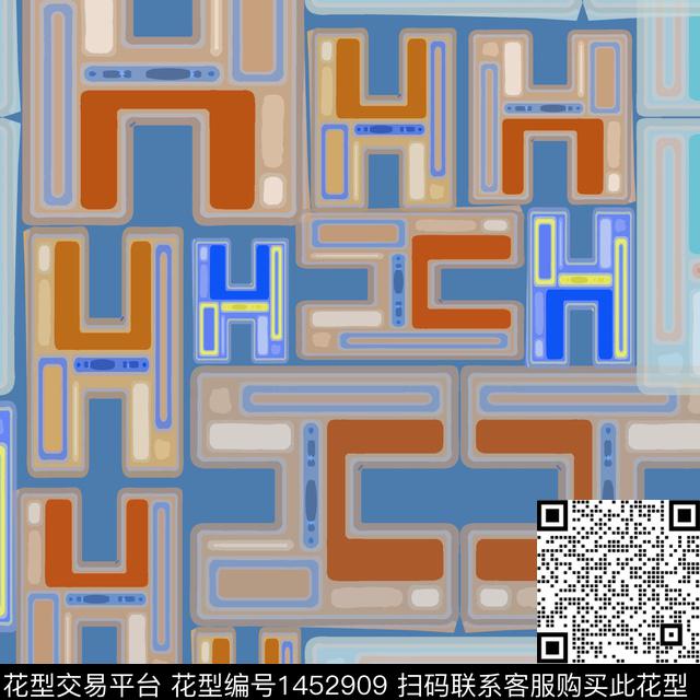 格子字母几何传统印花华亿平台下载（图片编号: 1452909） - 瓦栏（Walan）