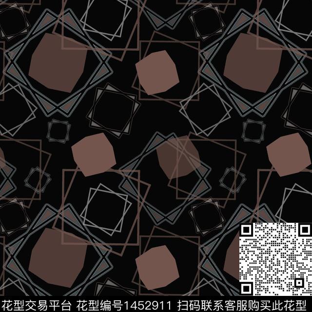 格子几何大牌风传统印花华亿平台下载（图片编号: 1452911） - 瓦栏（Walan）