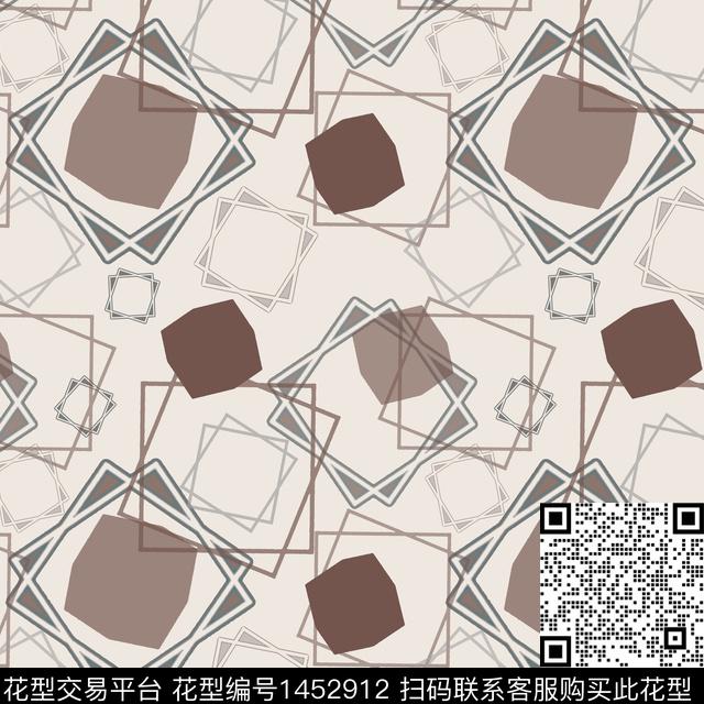 格子几何大牌风传统印花华亿平台下载（图片编号: 1452912） - 瓦栏（Walan）