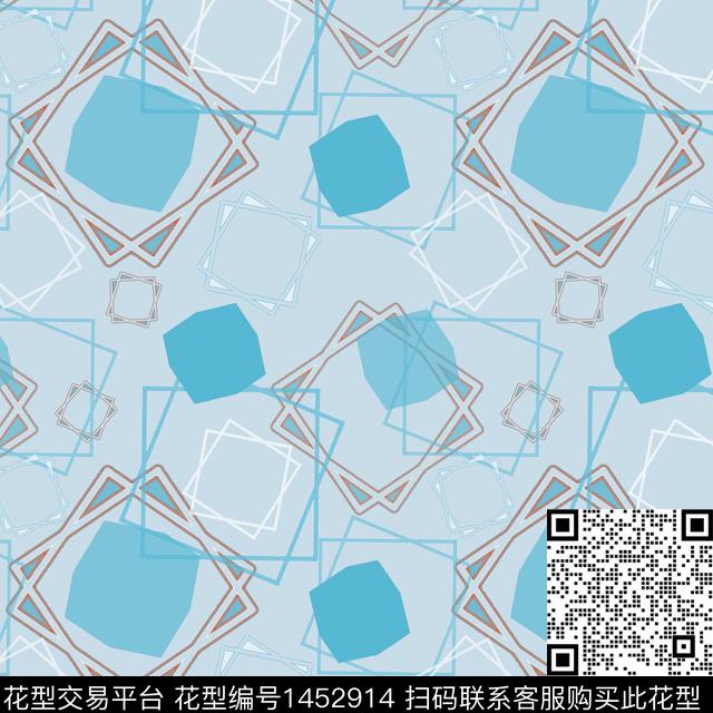 格子几何大牌风传统印花华亿平台下载（图片编号: 1452914） - 瓦栏（Walan）