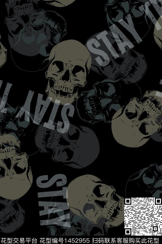 文字男装骷髅传统印花华亿平台下载（图片编号: 1452955） - 瓦栏（Walan）