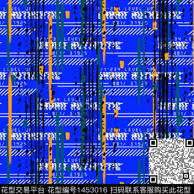 格子字母男装满版花数码印花华亿平台下载（图片编号: 1453016） - 瓦栏（Walan）
