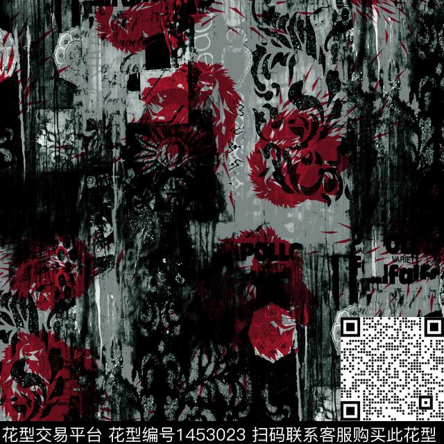 格子字母男装满版花数码印花华亿平台下载（图片编号: 1453023） - 瓦栏（Walan）