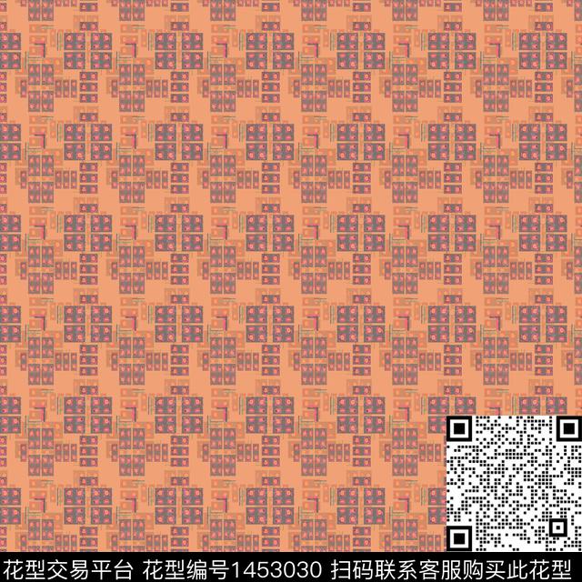 格子几何大牌风传统印花华亿平台下载（图片编号: 1453030） - 瓦栏（Walan）