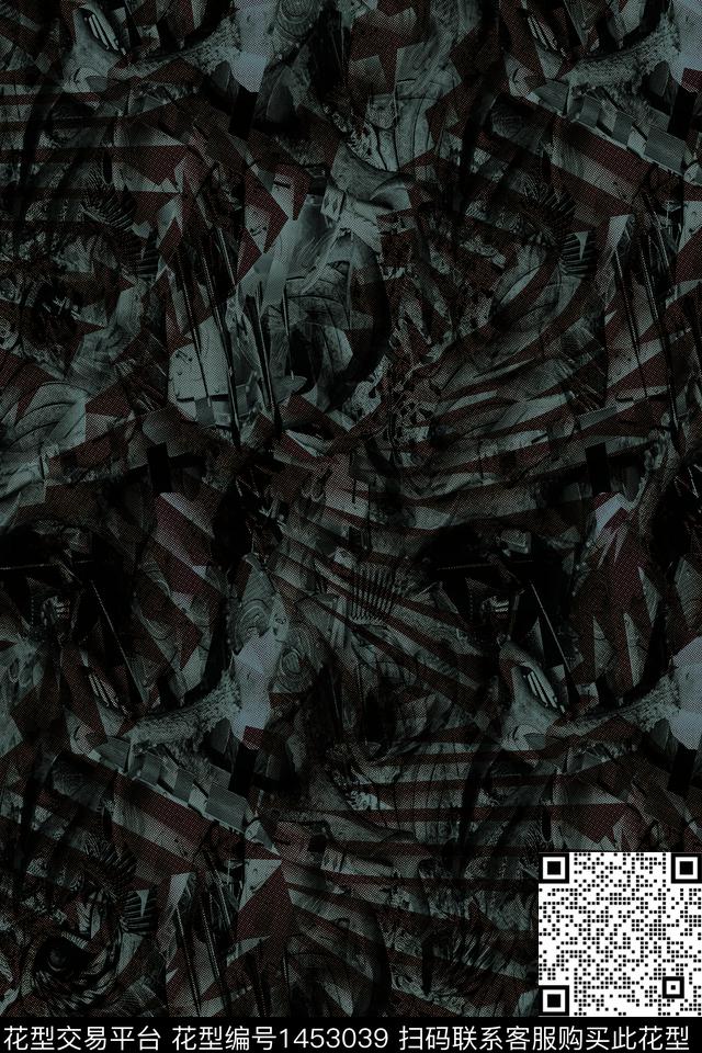 格子字母男装满版花数码印花华亿平台下载（图片编号: 1453039） - 瓦栏（Walan）