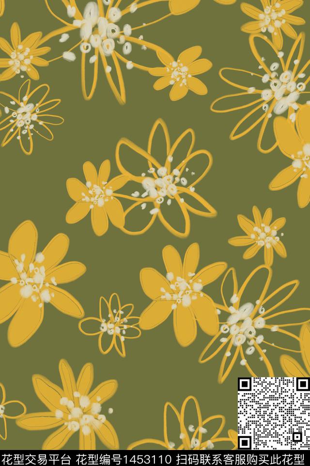 绿色抽象小清新数码印花华亿平台下载（图片编号: 1453110） - 瓦栏（Walan）