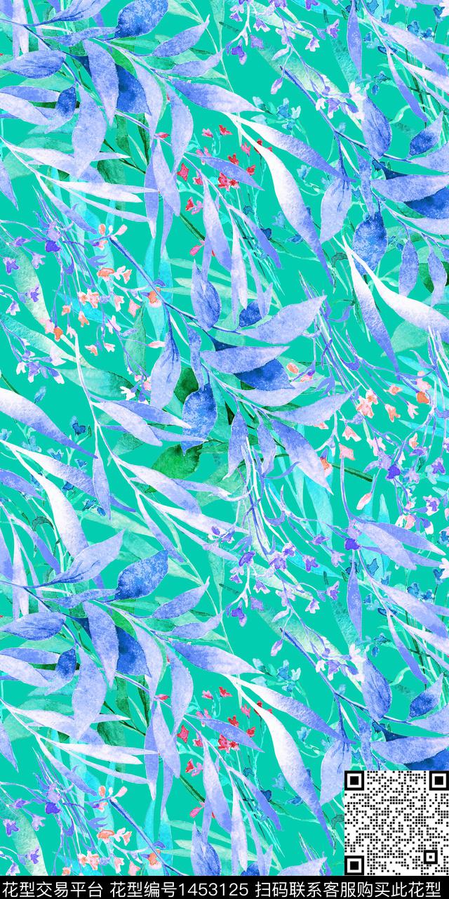 绿植树叶数码华亿平台女装数码印花华亿平台下载（图片编号: 1453125） - 瓦栏（Walan）