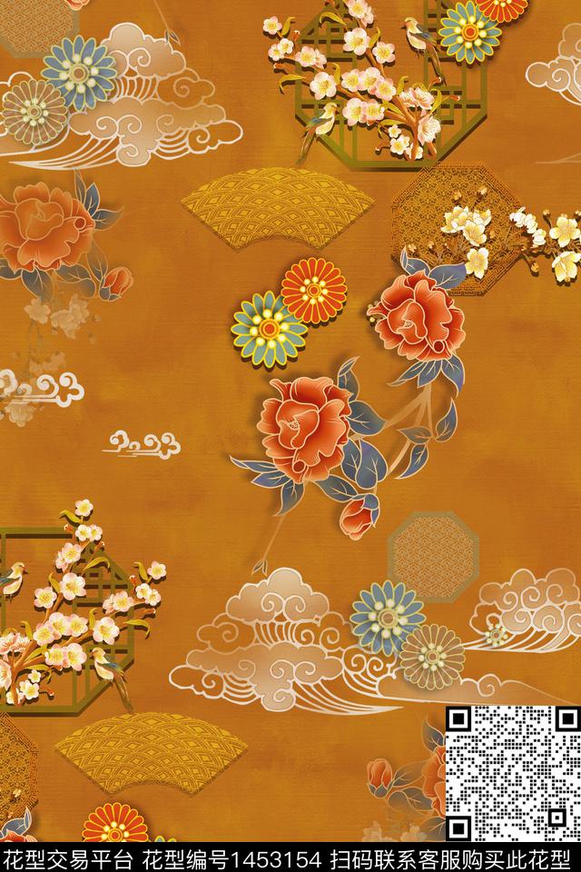 中国风真丝香云纱数码印花华亿平台下载（图片编号: 1453154） - 瓦栏（Walan）