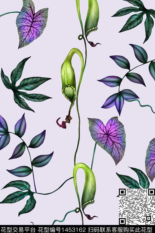 花卉植物热带华亿平台数码印花华亿平台下载（图片编号: 1453162） - 瓦栏（Walan）