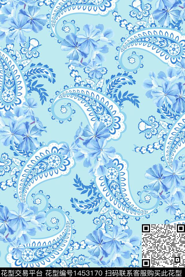 女装佩斯利花卉数码印花华亿平台下载（图片编号: 1453170） - 瓦栏（Walan）