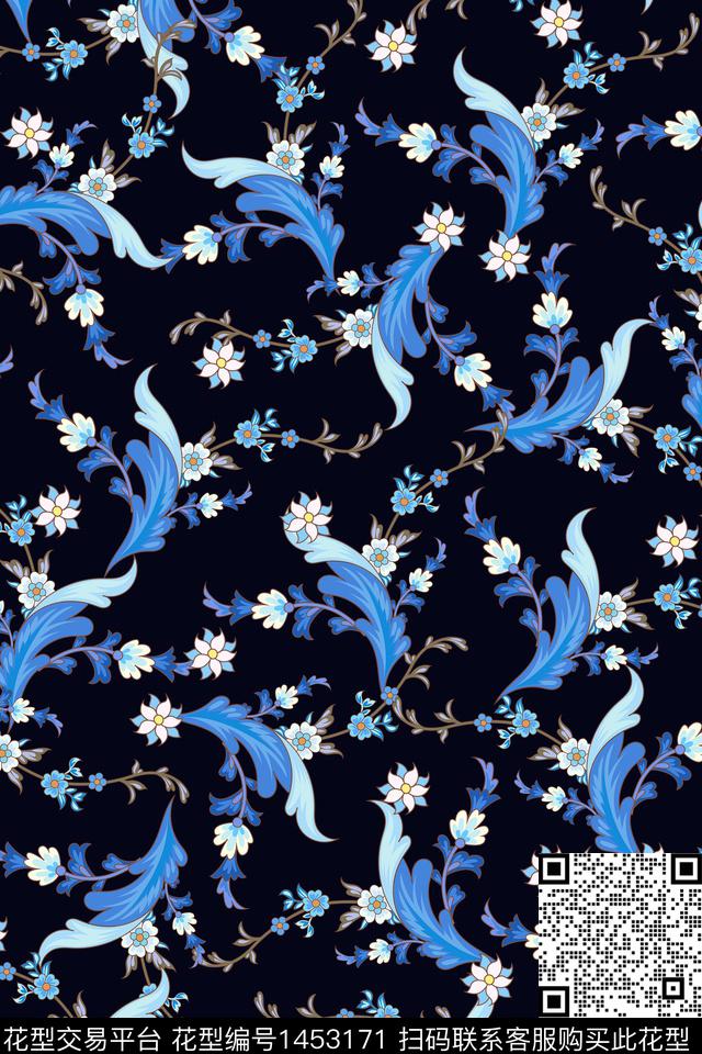 民族风花卉大牌风数码印花华亿平台下载（图片编号: 1453171） - 瓦栏（Walan）