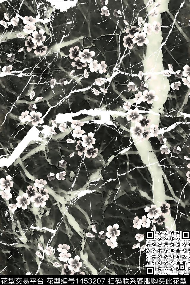 数码华亿平台梅花满版散花数码印花华亿平台下载（图片编号: 1453207） - 瓦栏（Walan）