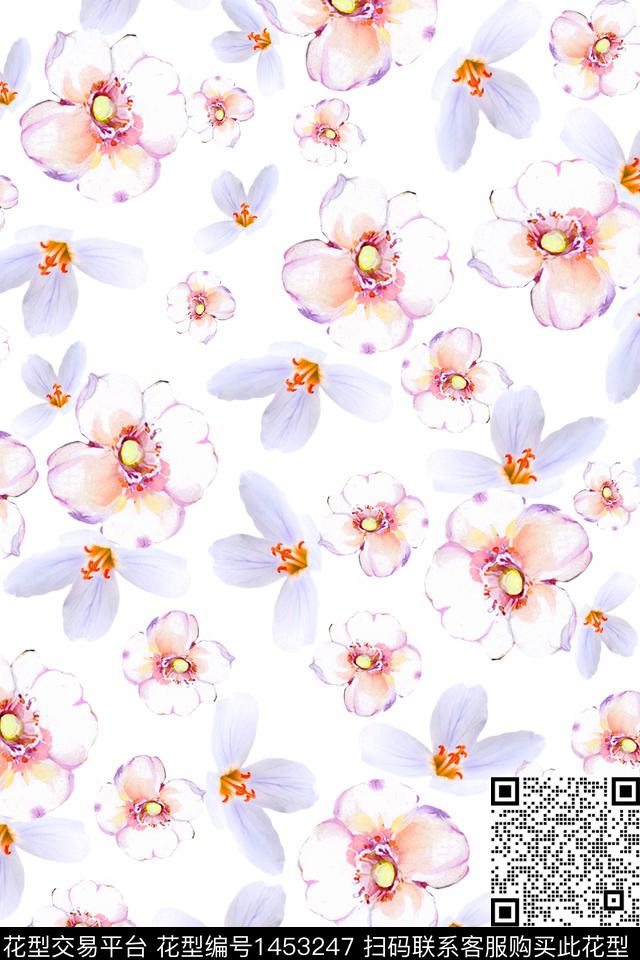 清爽底花卉花卉大牌风数码印花华亿平台下载（图片编号: 1453247） - 瓦栏（Walan）