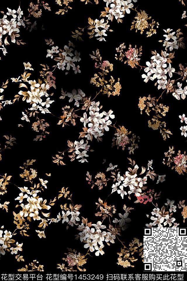 清爽底花卉花卉大牌风数码印花华亿平台下载（图片编号: 1453249） - 瓦栏（Walan）