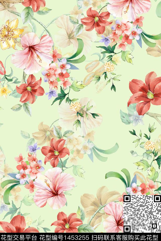 绿植树叶雪纺大牌风数码印花华亿平台下载（图片编号: 1453255） - 瓦栏（Walan）