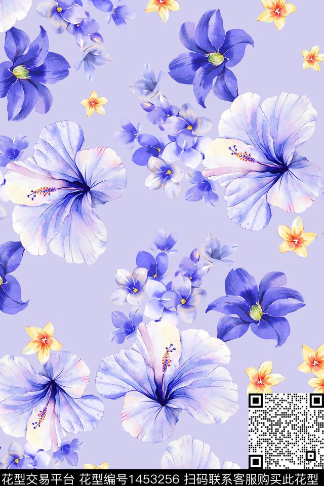 绿植树叶大牌风小清新数码印花华亿平台下载（图片编号: 1453256） - 瓦栏（Walan）