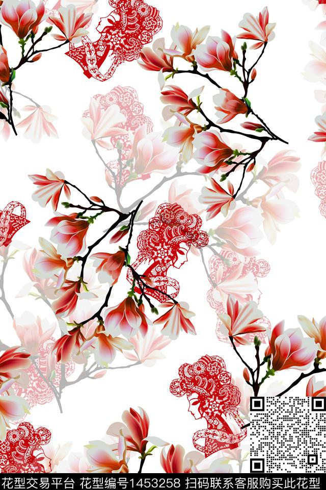 绿植树叶大牌风旗袍数码印花华亿平台下载（图片编号: 1453258） - 瓦栏（Walan）